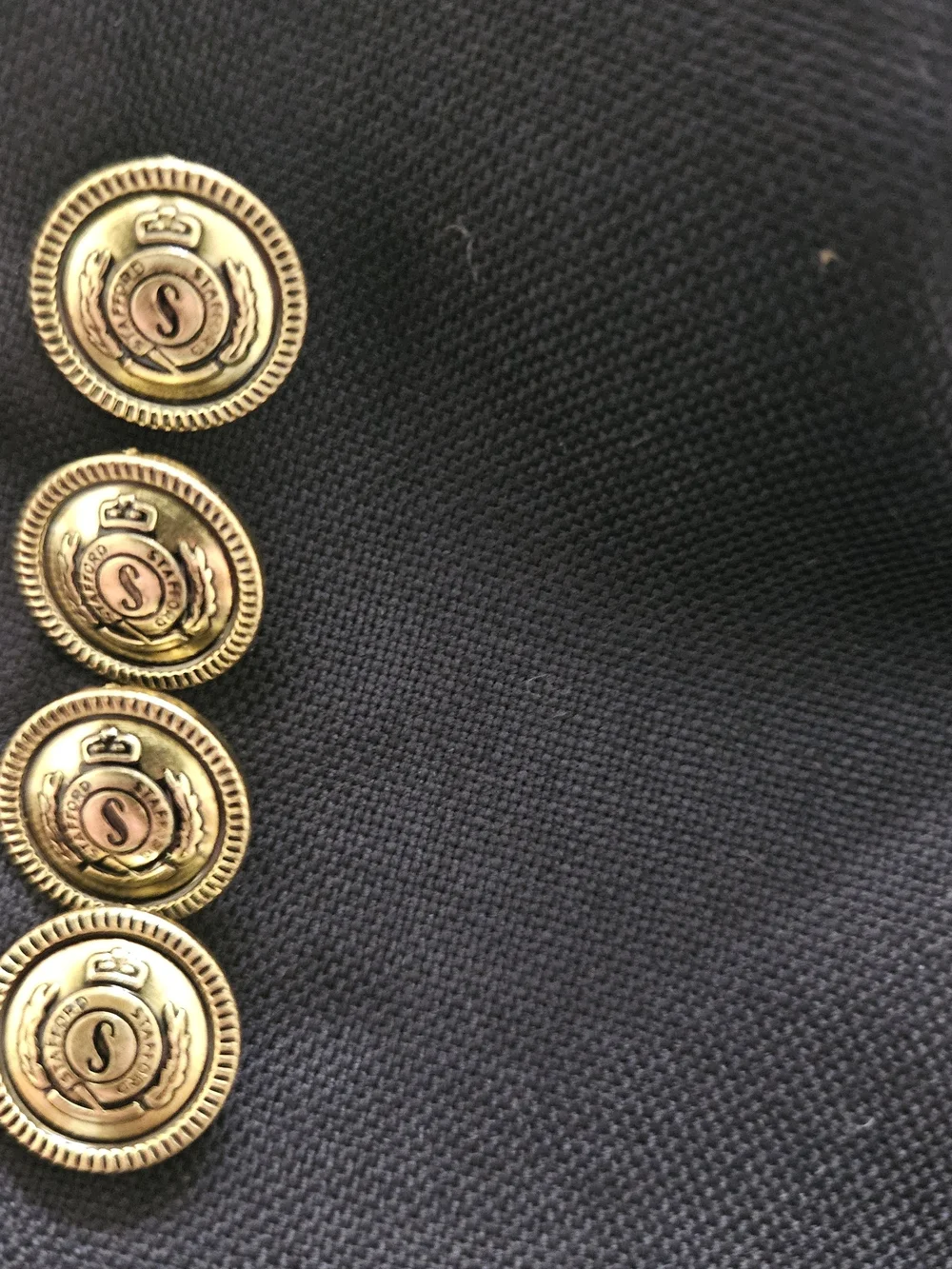 Stafford Men's Navy Solid 100% Wool Blazer Suit Jacket 2-Button Gold Button 48L